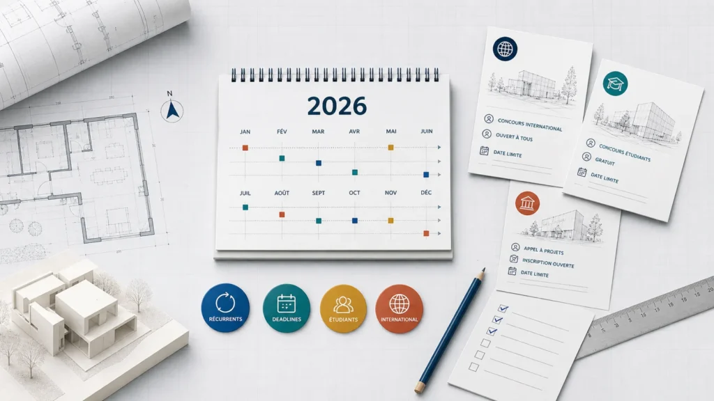 Calendrier 2026, plans et fiches concours pour suivre les concours d’architecture récurrents