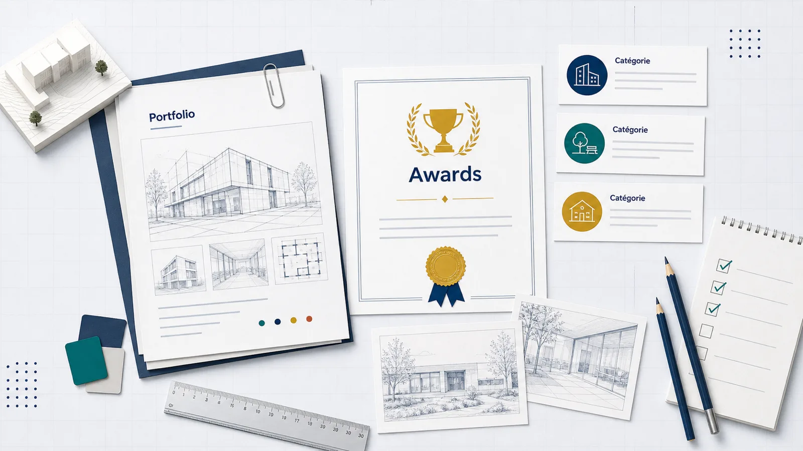 Portfolio, trophée et catégories pour expliquer les awards d’architecture