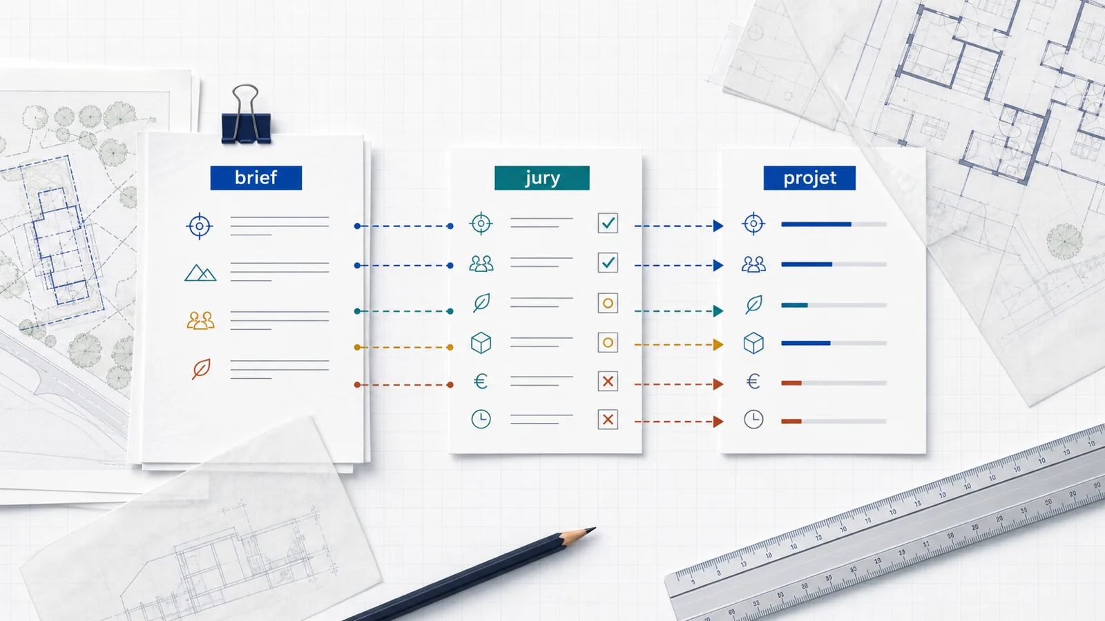 Brief, jury et projet comparés pour analyser un concours d’architecture non primé