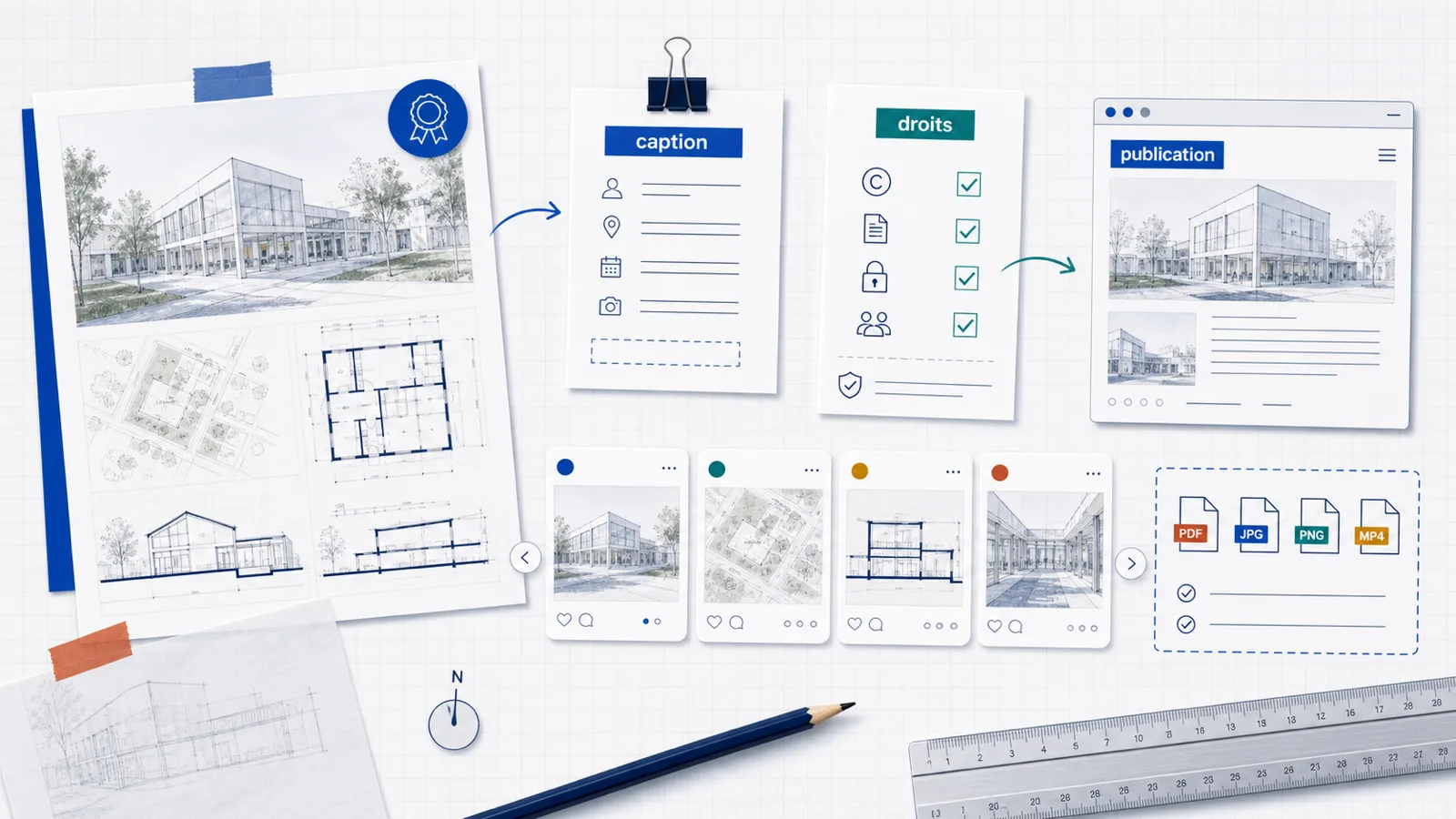 Checklist de droits, légende et publication pour partager un projet de concours d’architecture