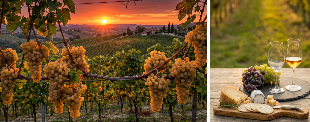 Paysage viticole de Valli Unite pour le concours Valli Wine Tasting Room