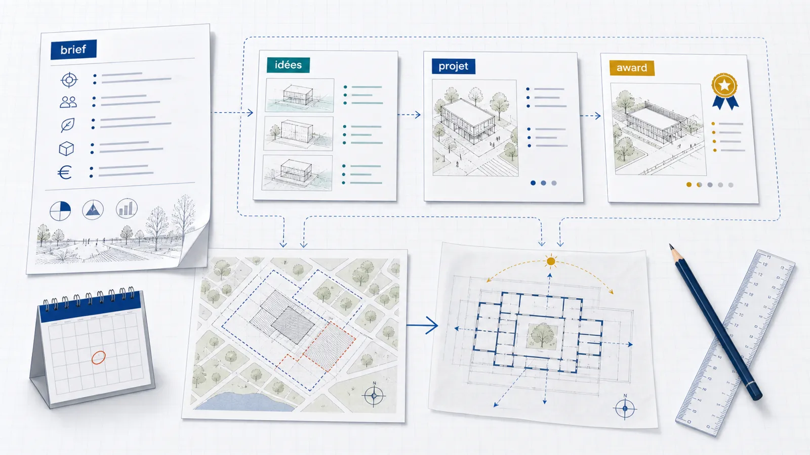 Brief, concours d’idées, concours de projet et award pour contextualiser un projet lauréat