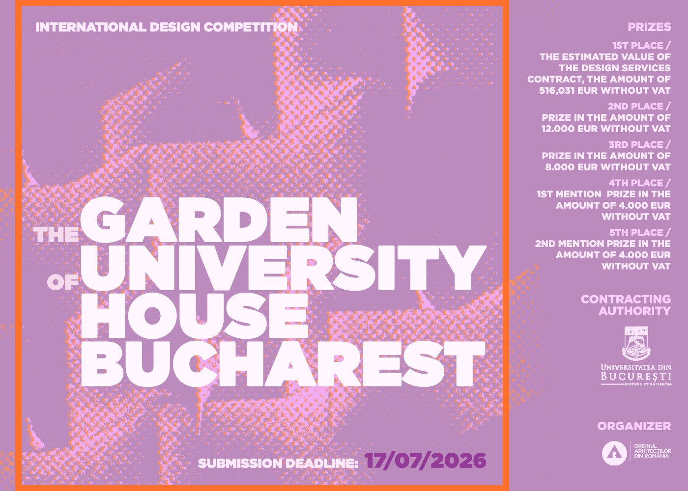 Visuel officiel du concours The Garden of University House Bucharest 2026