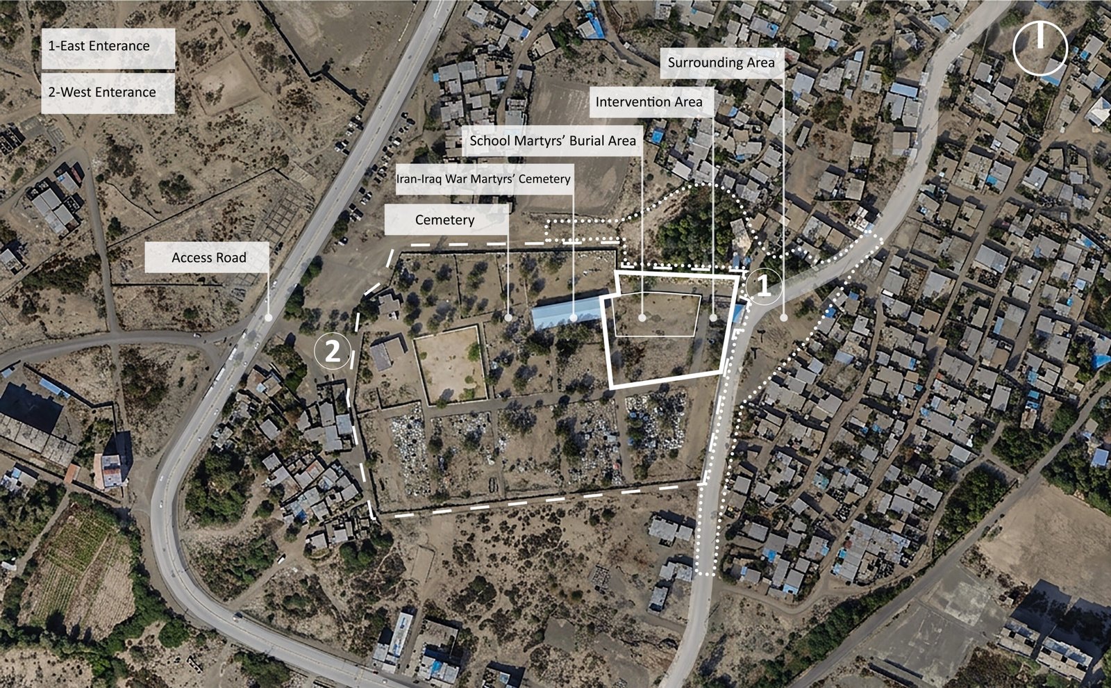 Carte officielle du site d’intervention du concours Minab Memorial à Minab, Iran